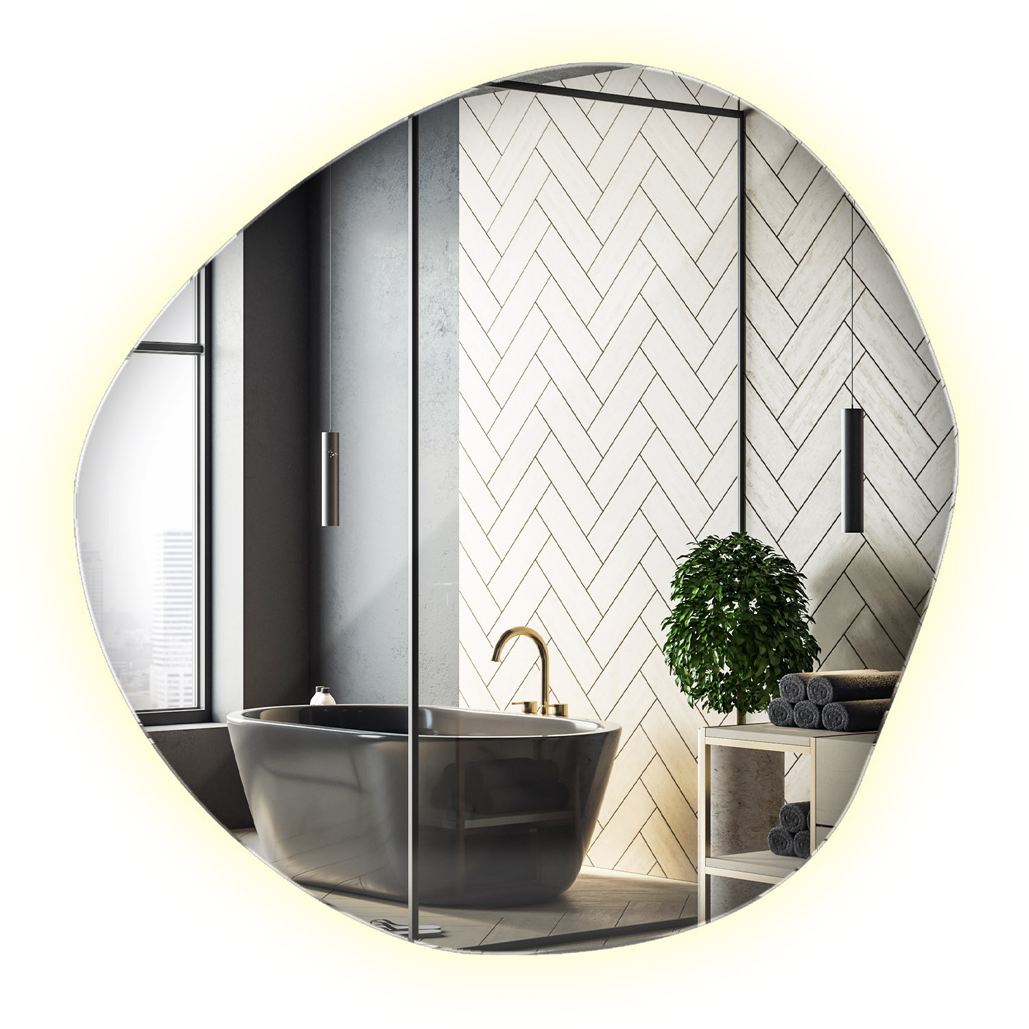 Lustro Łazienkowe LED | 47,9 cm x 48,3 cm | Naturalne światło | Wallfluent