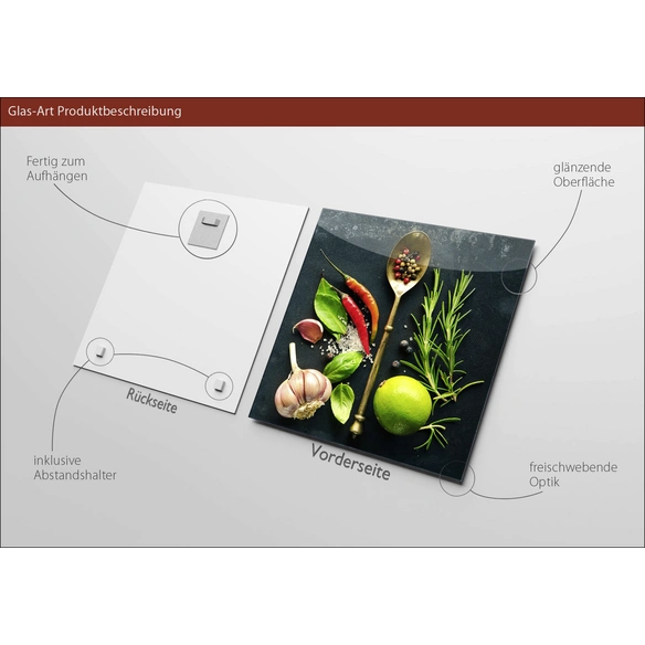 Glasbild »Vintage Herbage III«, mehrfarbig, Digitaldruck