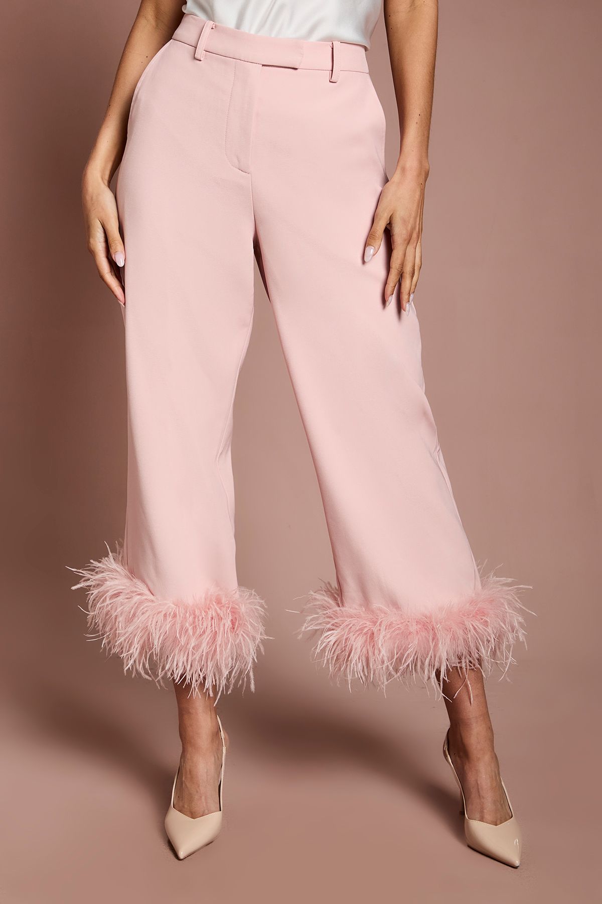 Coast Feather Trim Cropped Trouser
