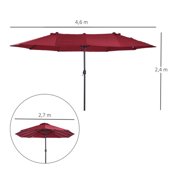 Sonnenschirm, Höhe: 240 cm, weinrot