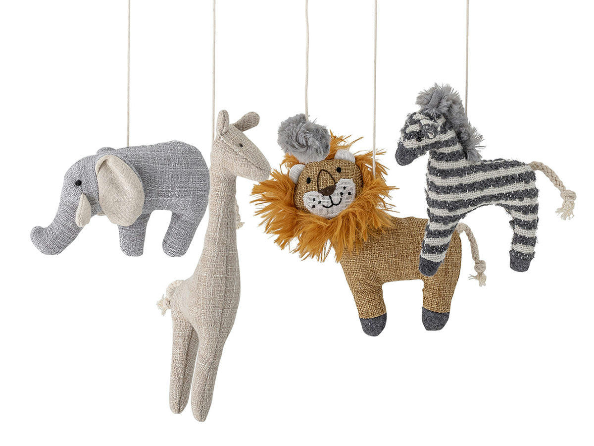 IDOR - Mobile animaux en bois lin et polyester multicolore