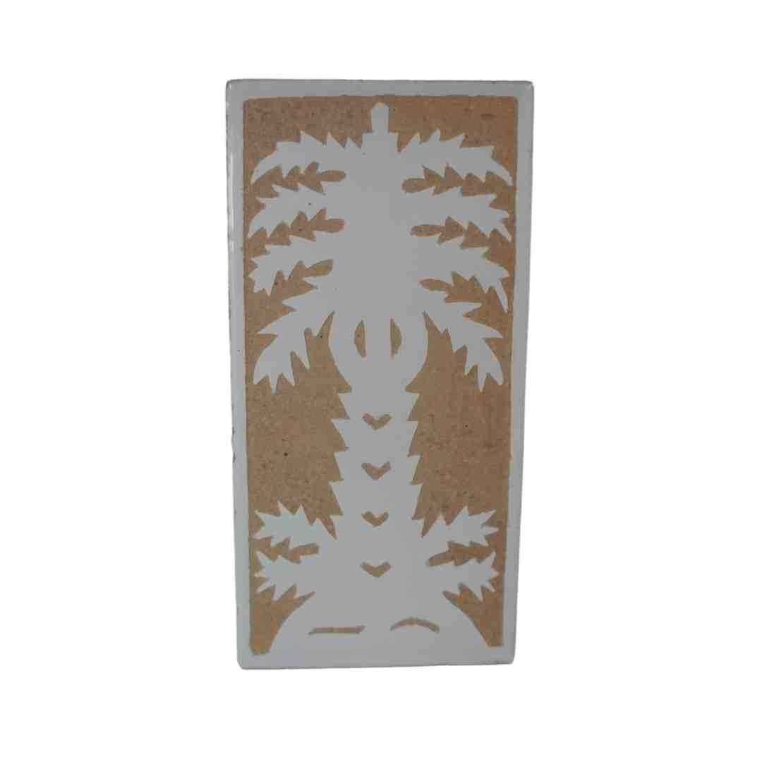 NOA MAY Zellige tegel Palmtree - wit - keramiek - wanddecoratie - 20 x 10 x 2 cm