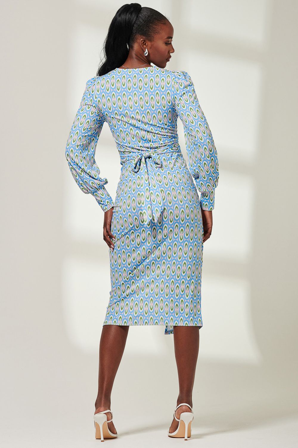 Jolie Moi Print Long Sleeve Jersey Pencil Dress