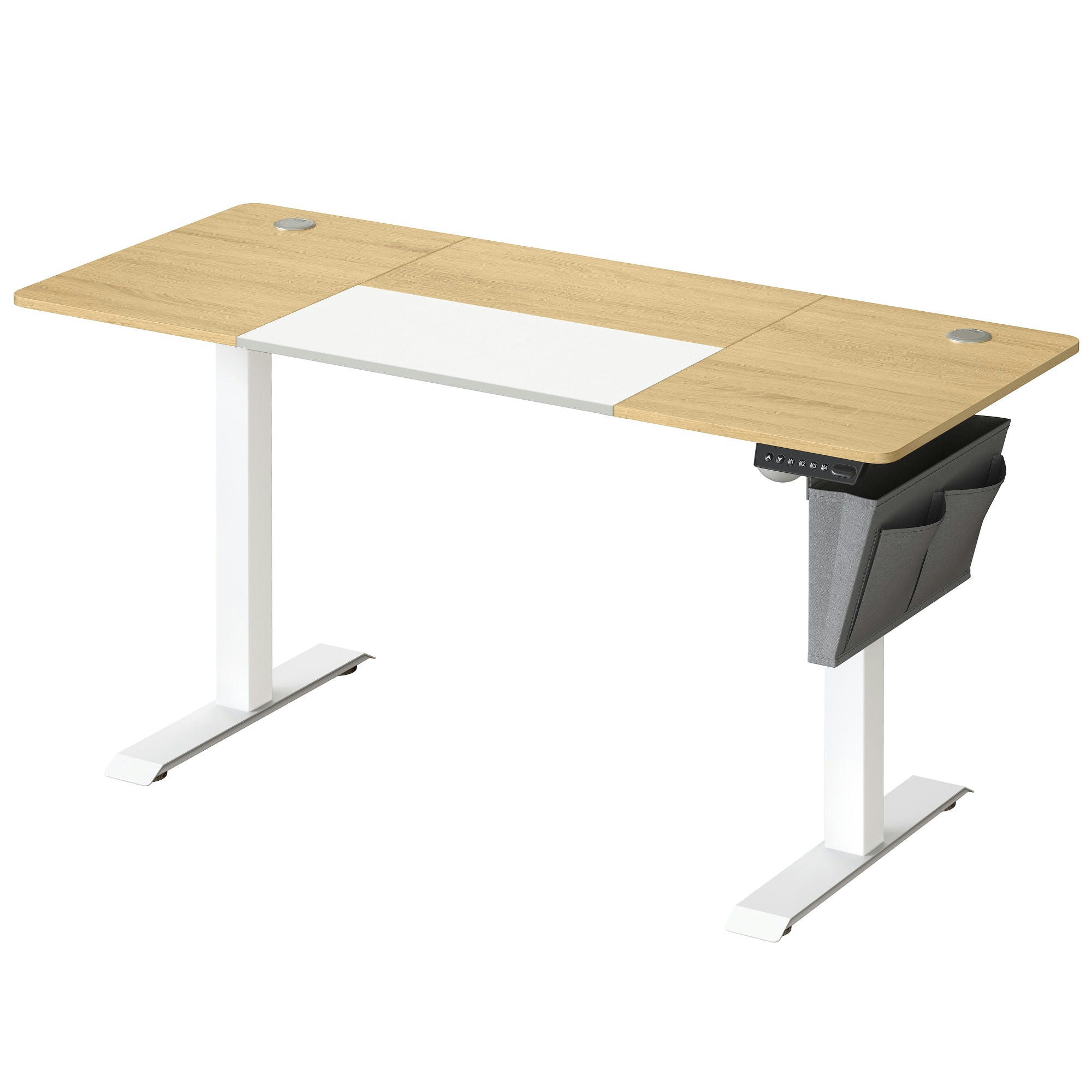 - Bureau assis-debout 140 cm effet bois jaune pastel