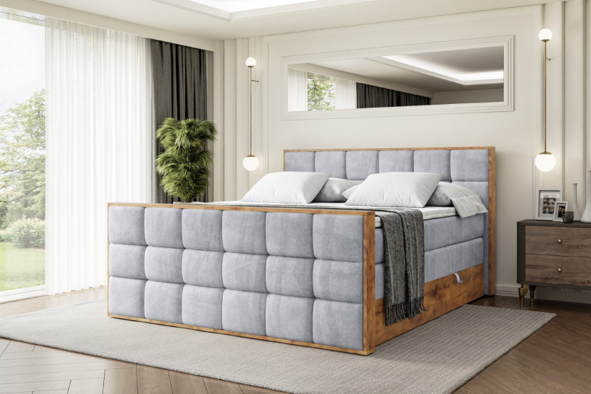 Łóżko kontynentalne z pojemnikiem i materacem H3|H4 LOLLI2-Z KING 120x200cm