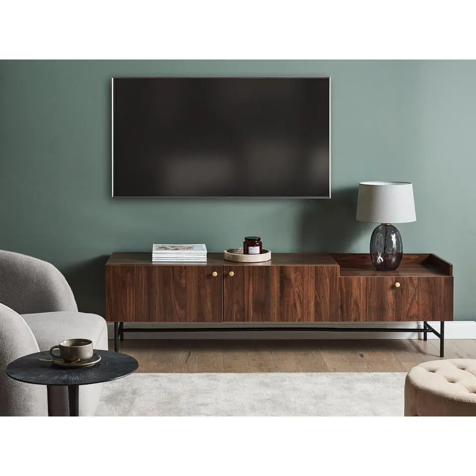 LISMORE - TV-meubel - Donkerhout - Vezelplaat