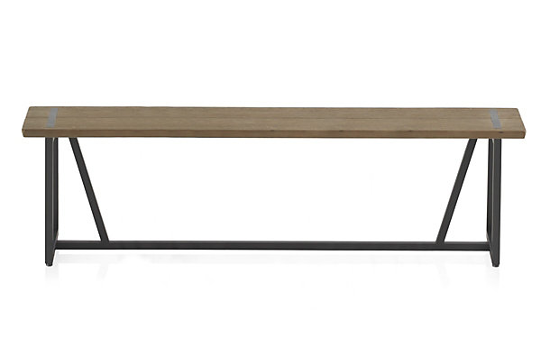 Grande banquette métallique avec assise en bois