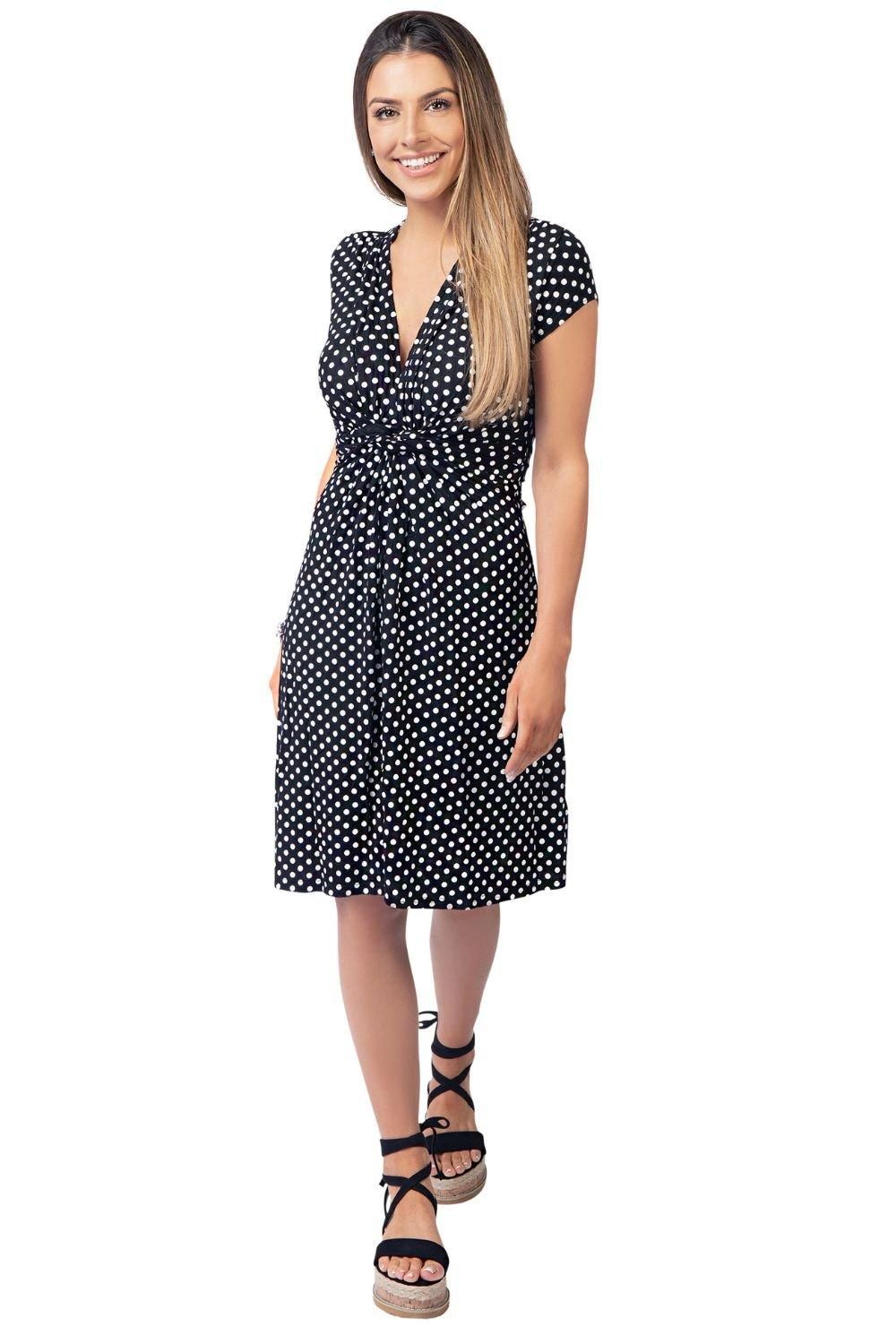 KRISP Cap Sleeve Knot Front Dress
