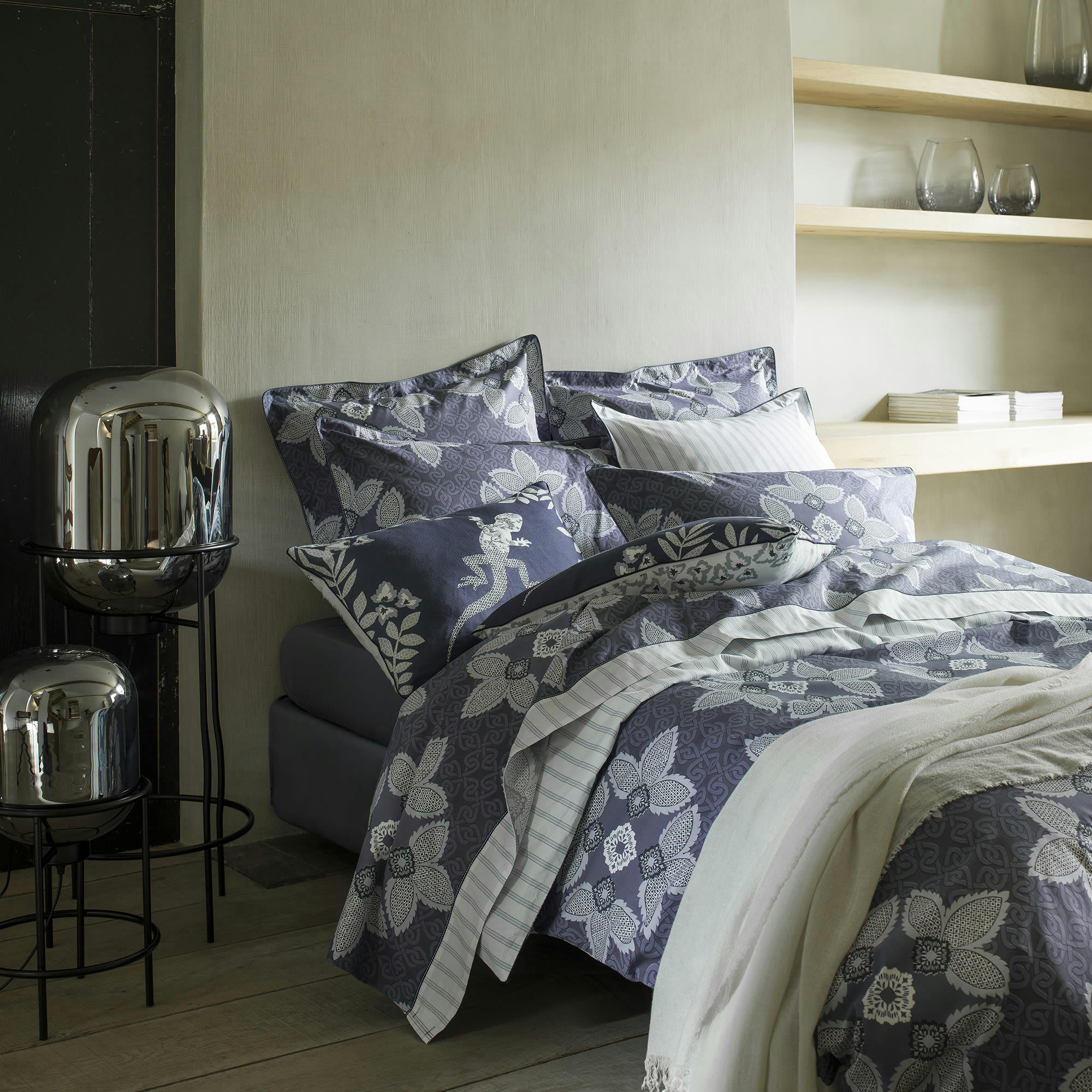 MAGELLAN - Housse de couette en percale de coton bleu marine 260x240
