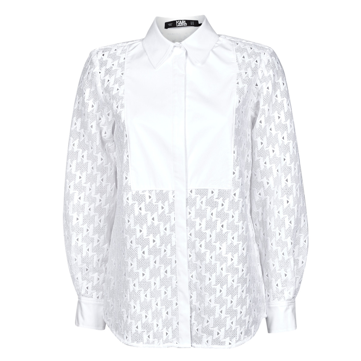 Karl Lagerfeld - KL MONOGRAM LACE BIB SHIRT - White