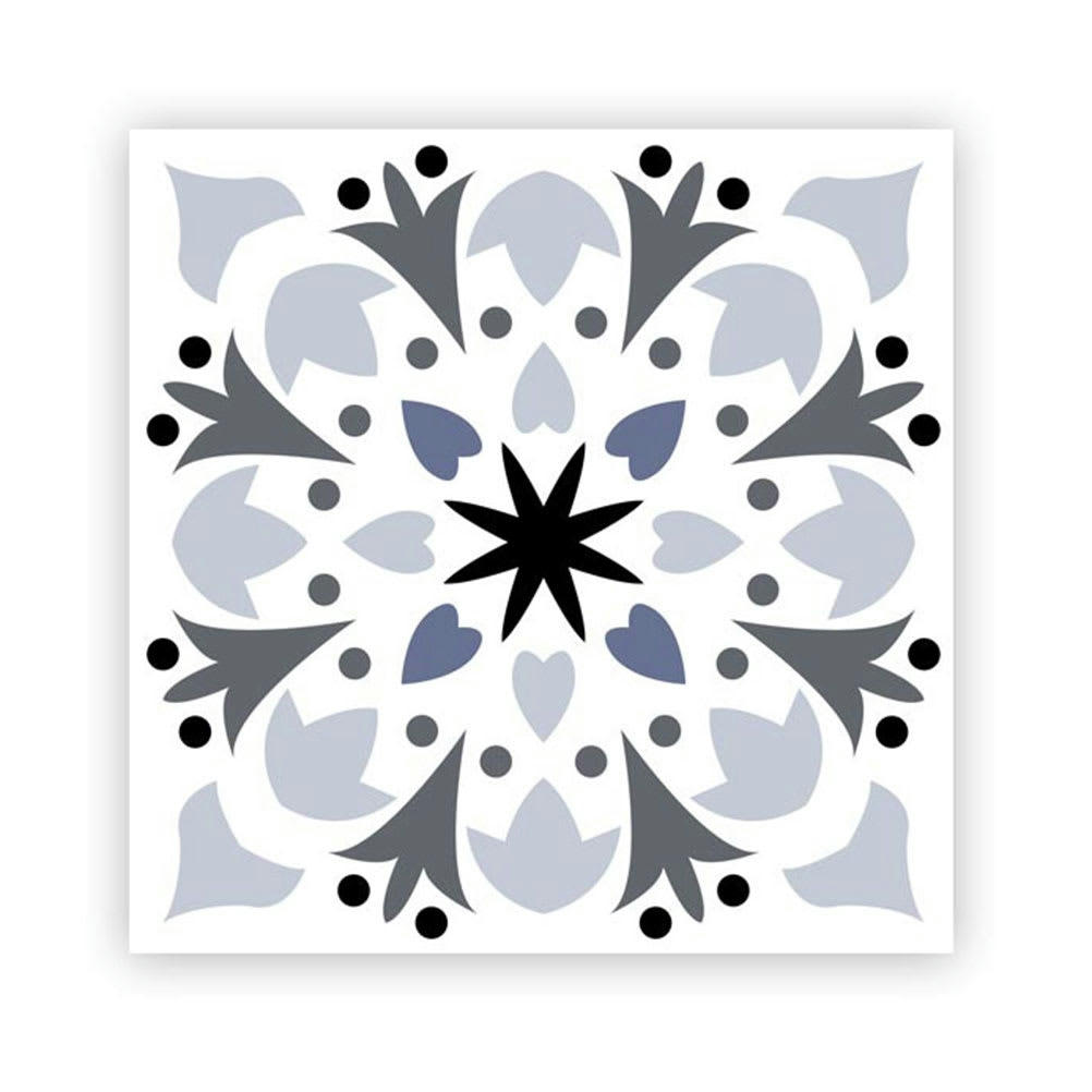 CARREAUX - 6 stickers à carreaux de ciment gris 15x15cm