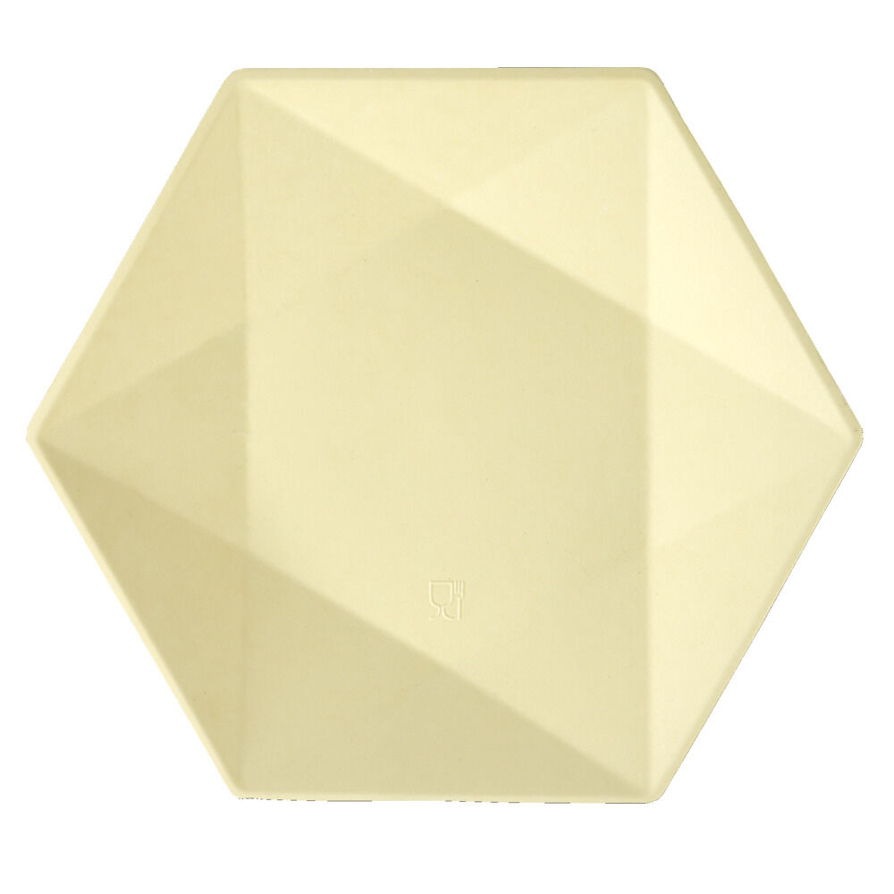 Assiette plate en carton x8 forme hexagonal beige Ø26cm