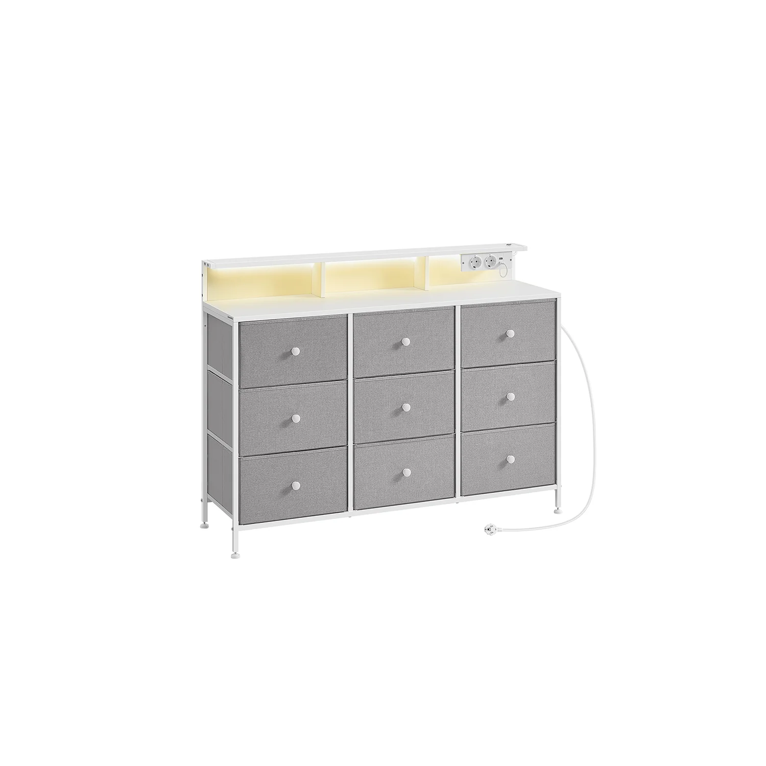 Meuble de Rangement avec 9 Tiroirs et Éclairage LED