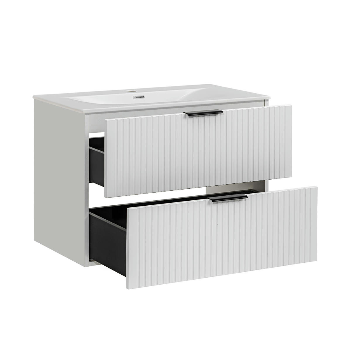 - Meuble simple vasque encastrée 80cm blanc