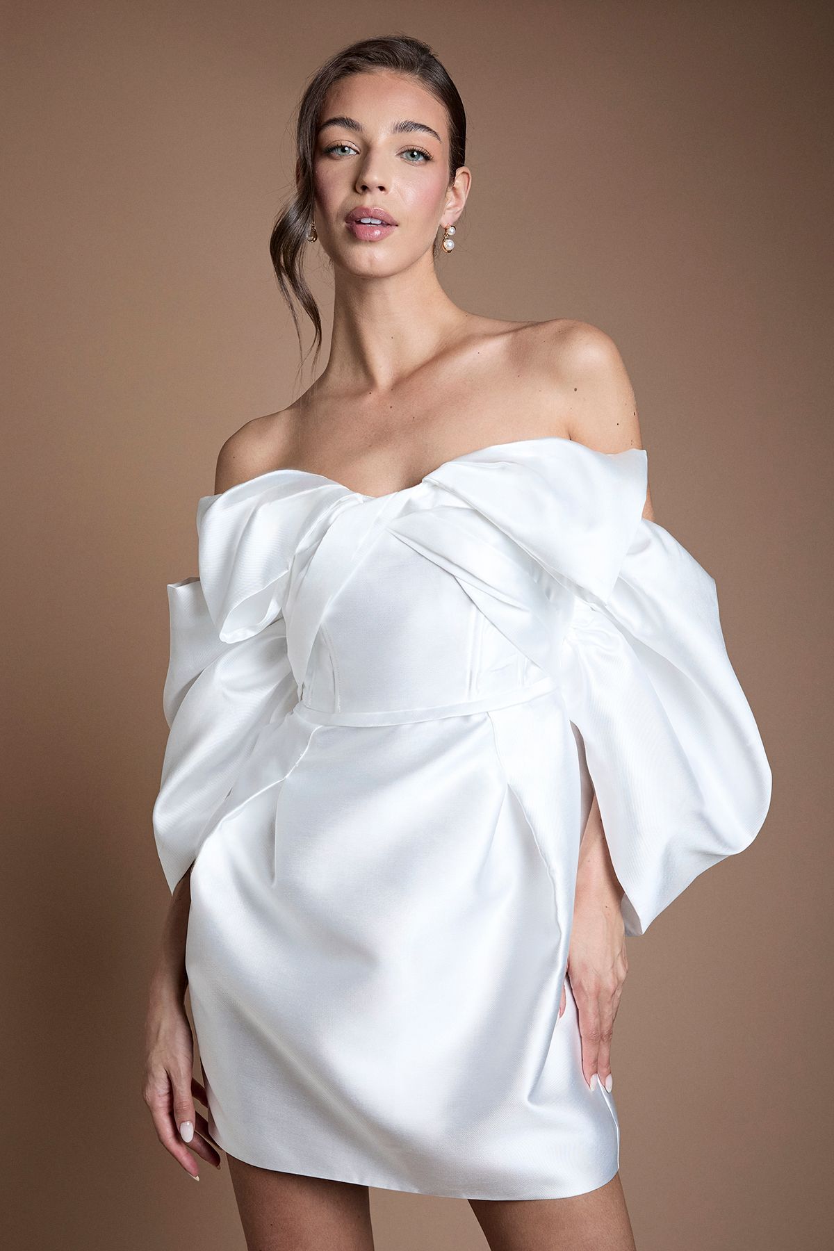Coast Volume Sleeve Corset Twill Bridal Dress