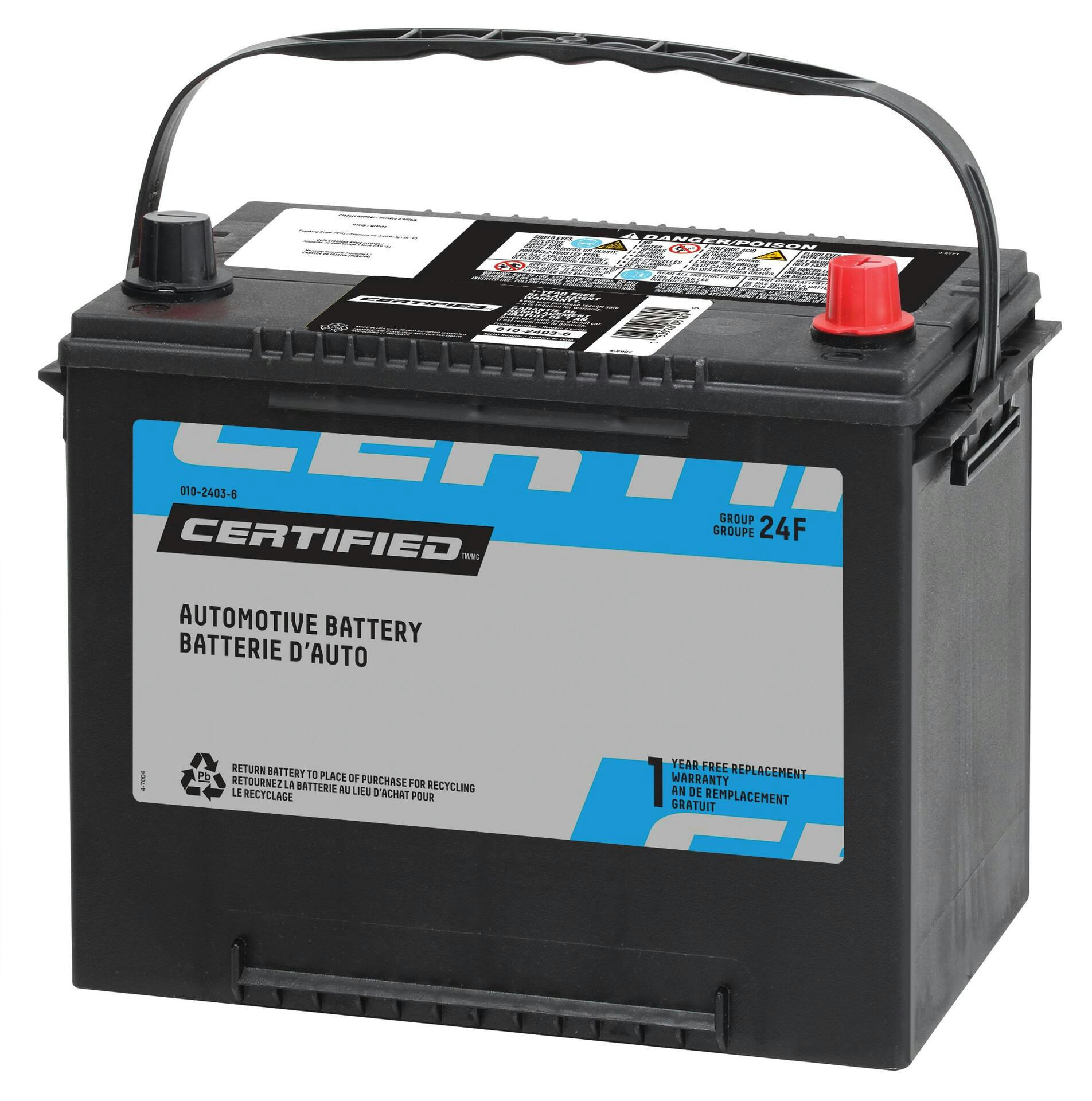 Certified Group Size 24F Battery, 585 CCA