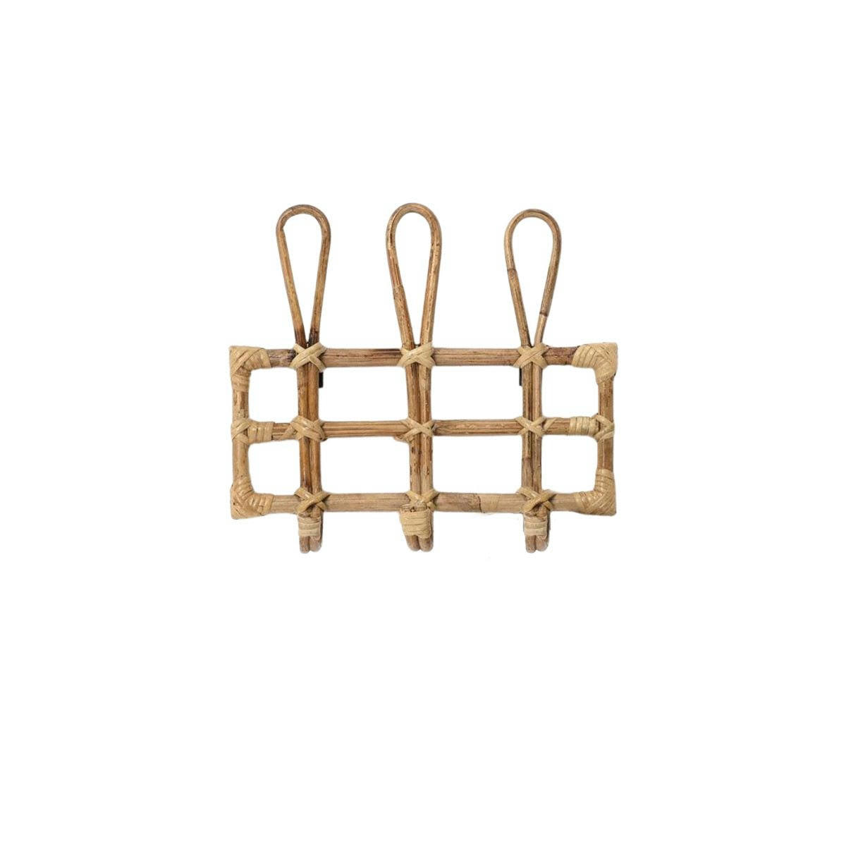 - Patère vintage 3 crochets en rotin