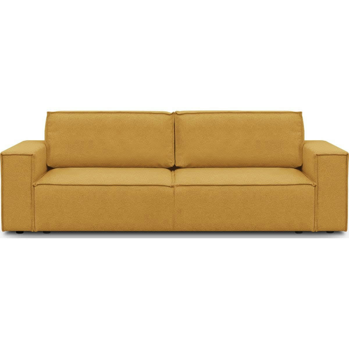 HARPER NEW - Canapé 3 places convertible + coffre en tissu jaune moutarde