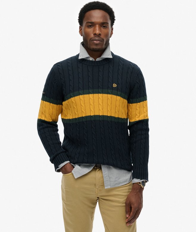 Cotton Stripe Cable Jumper