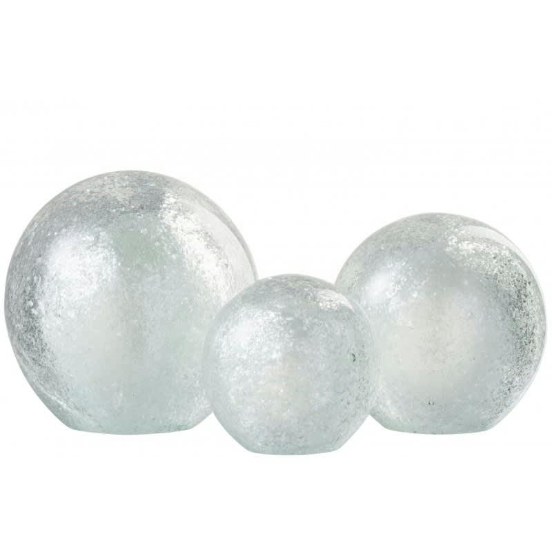 FLOCONS - Presse papier verre argent/transparent D12cm