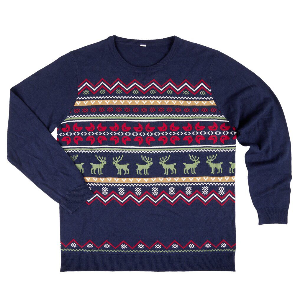 Pull de No&euml;l adulte tricot motif traditionnel S/M ou L/XL