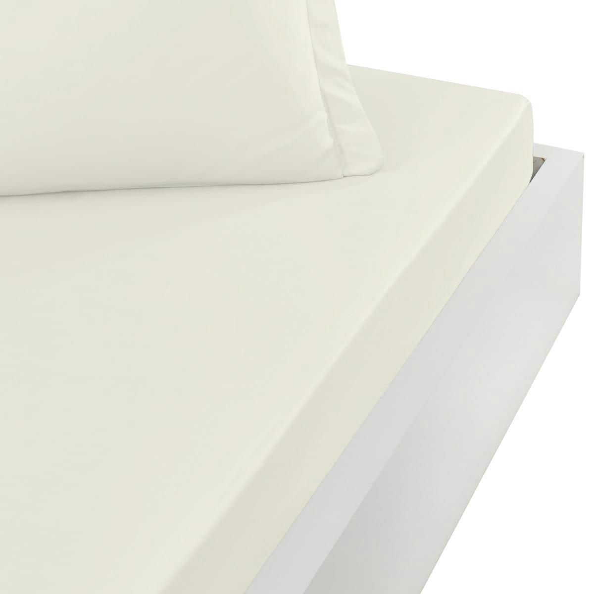 PRESTIGE - Drap housse satin de coton  120 fils/cm² ecru 140x190 cm