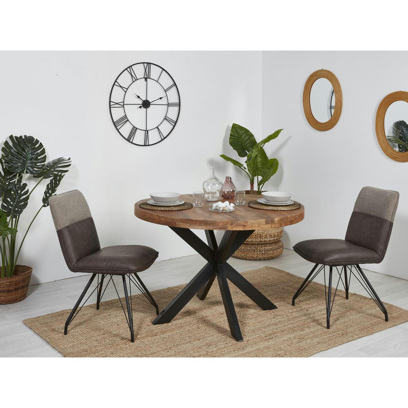 GILLOU - Chaise assise tissu beige pieds métal - Lot de 2