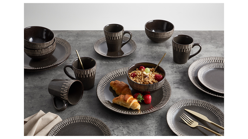 Komplet obiadowy ceramiczny Elroy Grey 16 el.