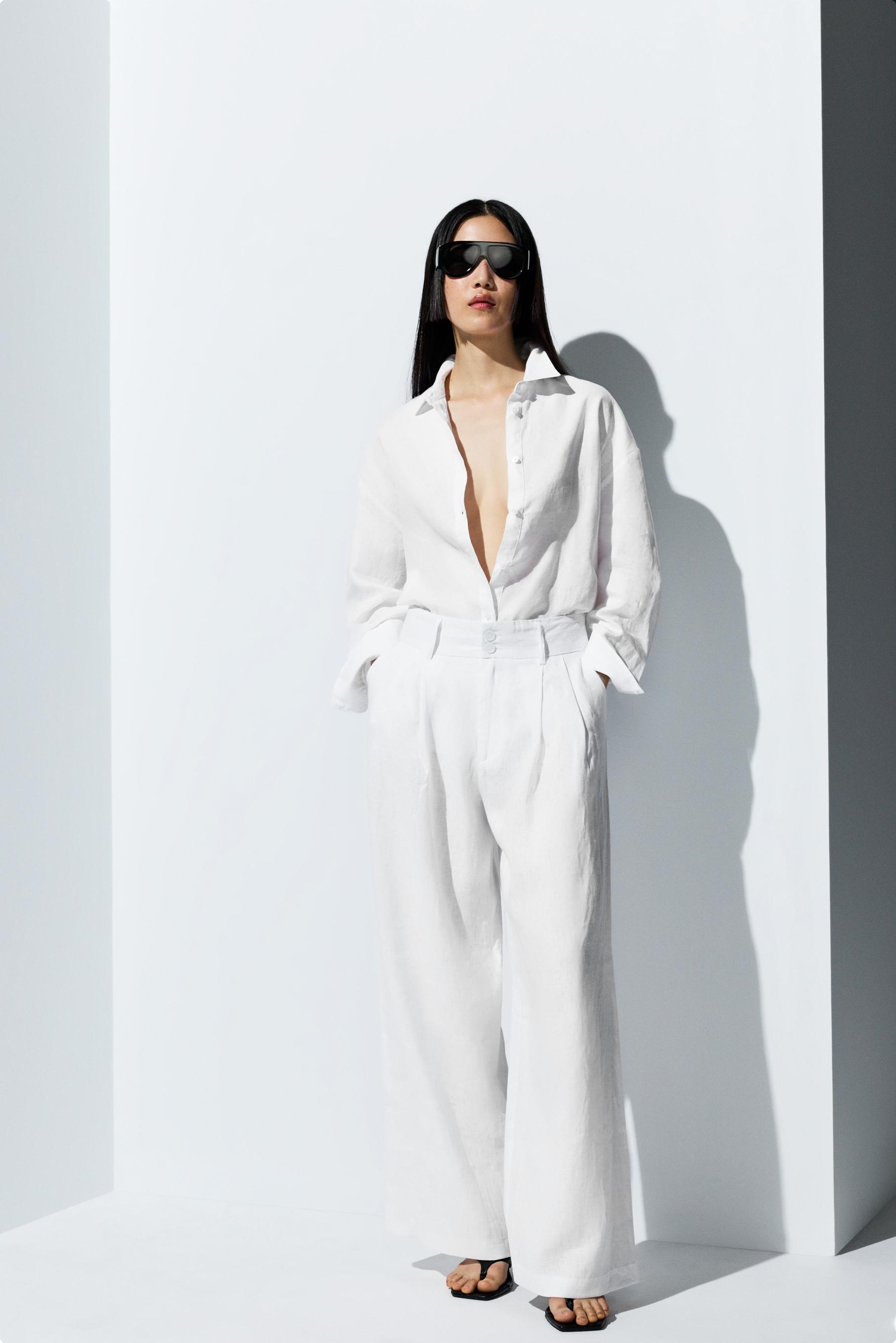 Pantalón wide leg 100% lino
