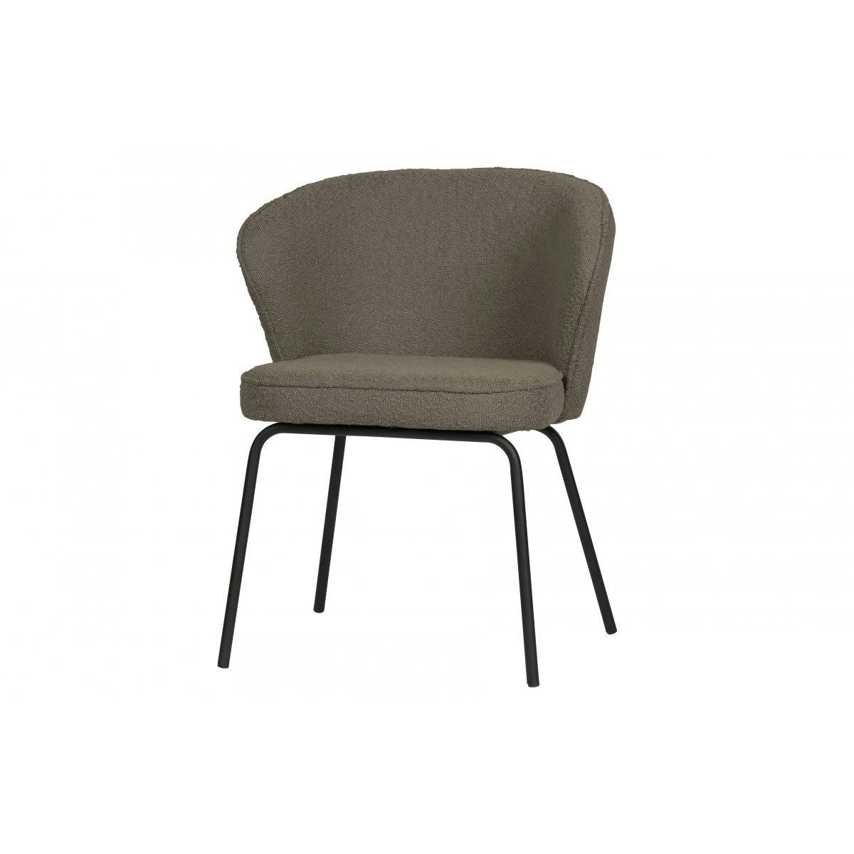 ADRIENNE - Chaise design en velours bouclé taupe