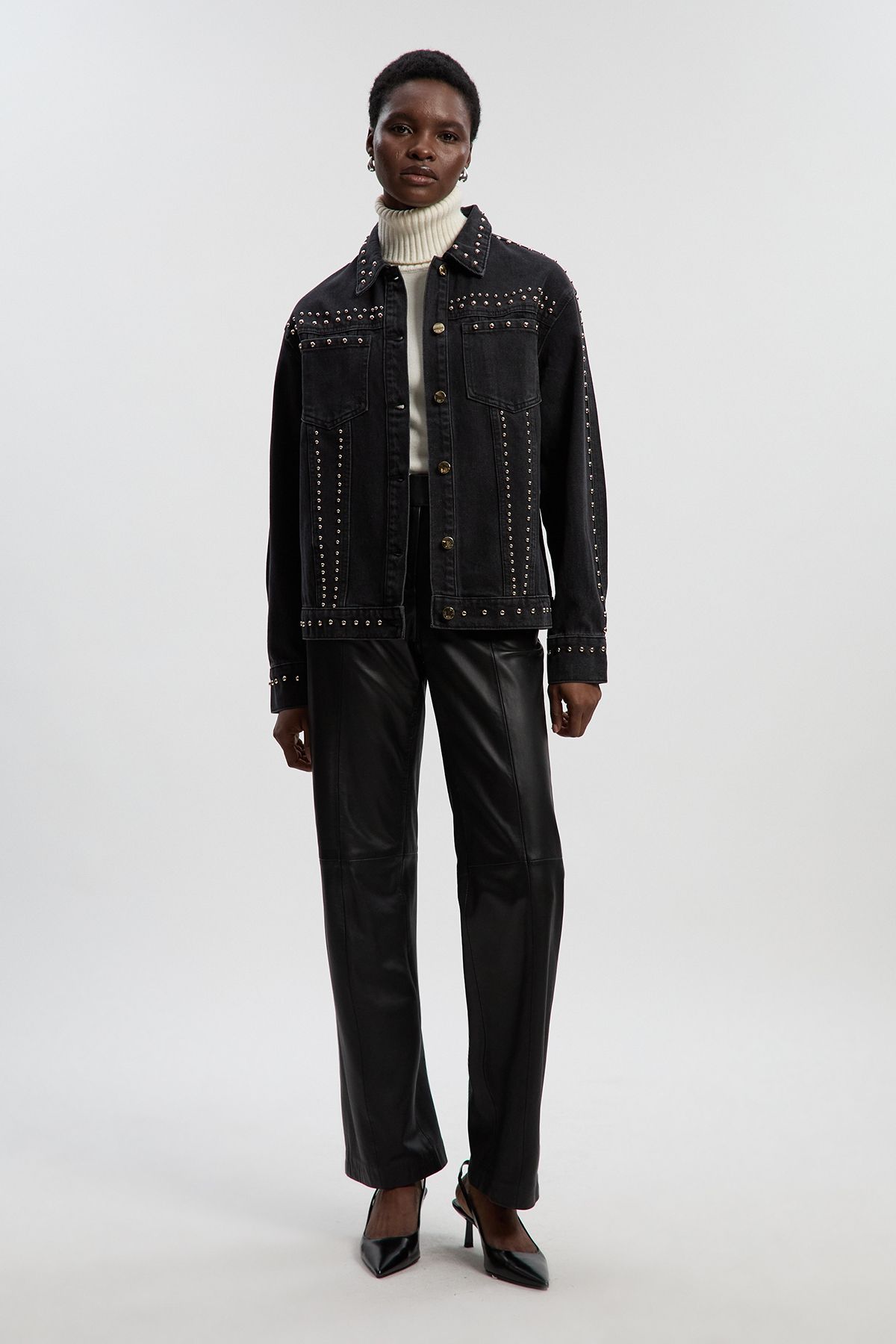 KarenMillen Denim Studded Jacket