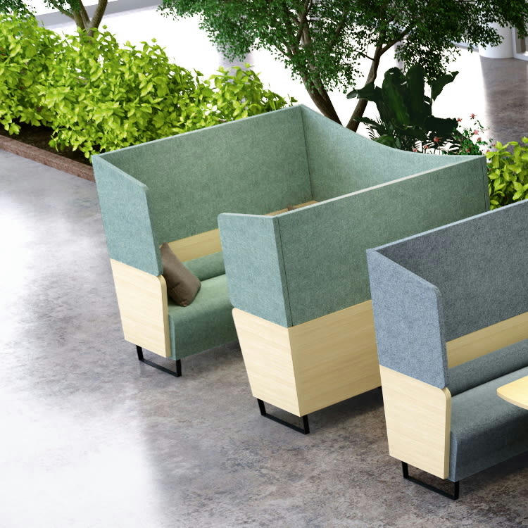 BOX AMITY - Banquette acoustique 4 places haute bicolore vert