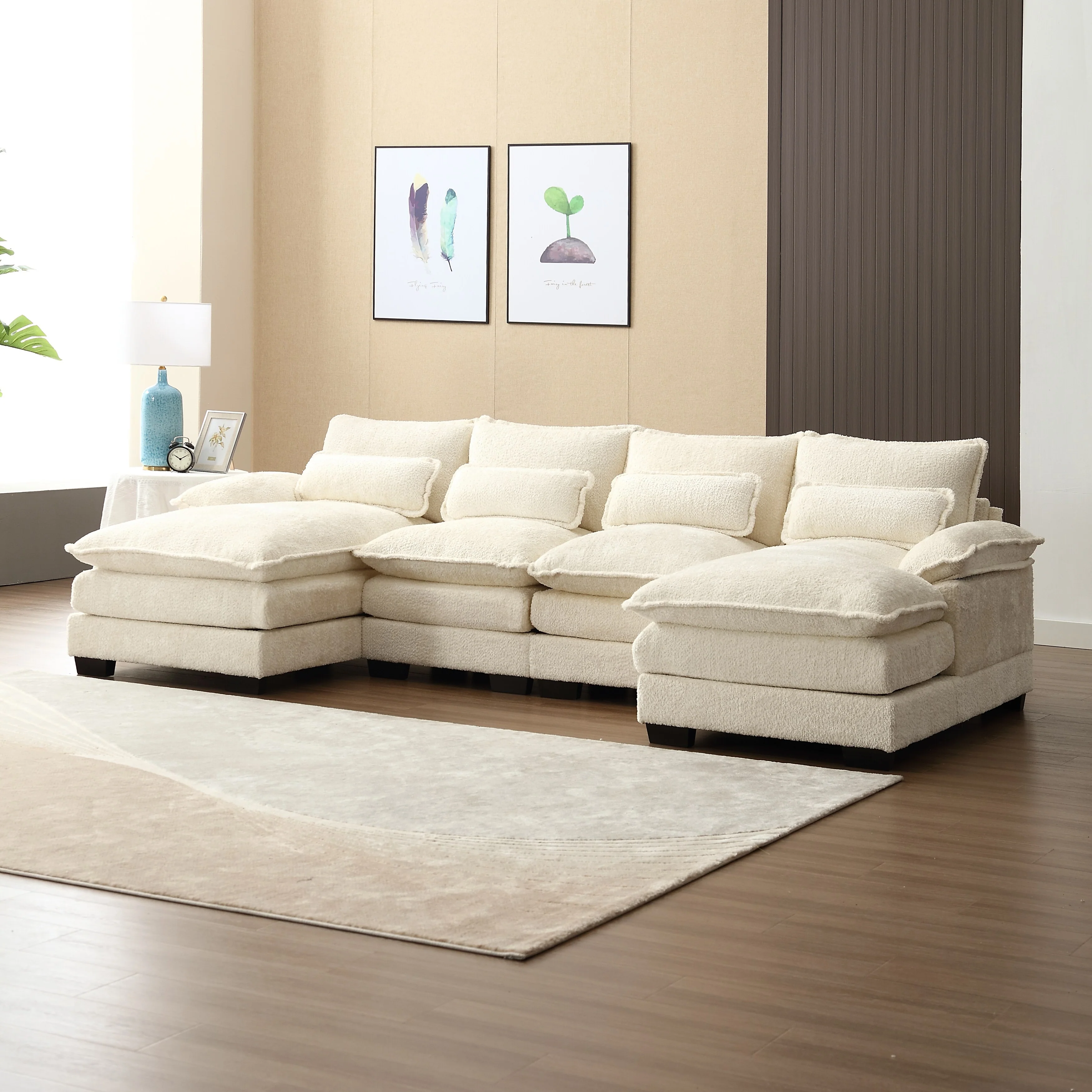 110.63 Modern U-Shaped Chenille Sofa