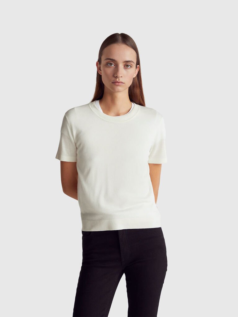 Short sleeve top in silk blend