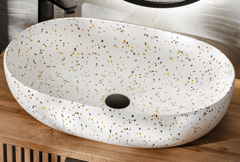 Umywalka nablatowa ceramiczna LILI MW21 Matowe Lastryko 60 cm