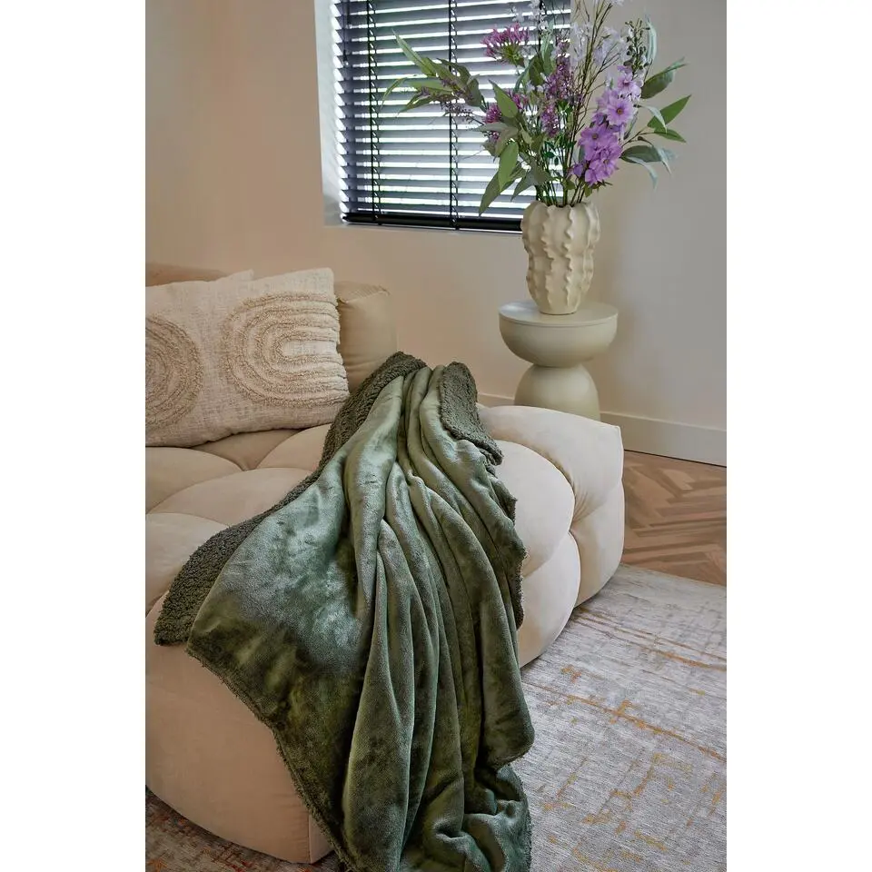 Mica Decorations Mardy fleece plaid d.groen - l200xb150cm