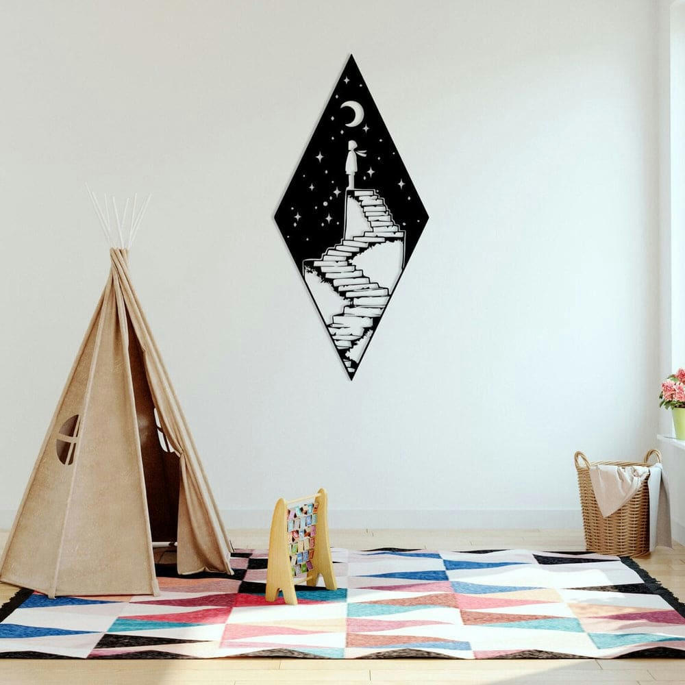 - Décoration murale petit prince en métal noir 35x75 cm