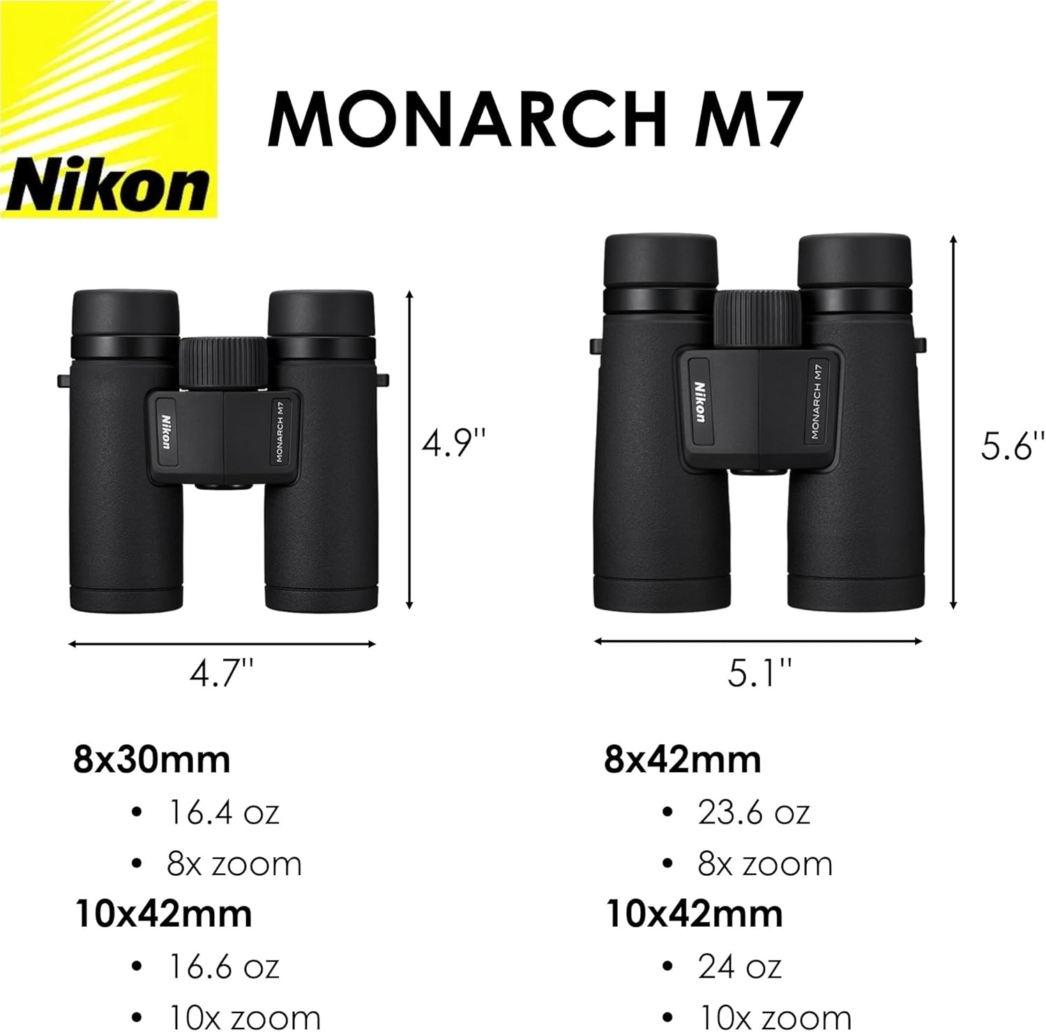 Nikon Monarch M7 10x42 (16766) Black Binoculars Bundle with Lens Pen and Cleaning Cloth  Compact Binoculars for Adults for Hunting  Bird Watching  and Hiking Essentials  Zoom Lightweight Travel