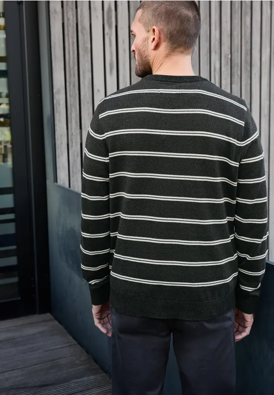 Gestreifter Basic Pullover