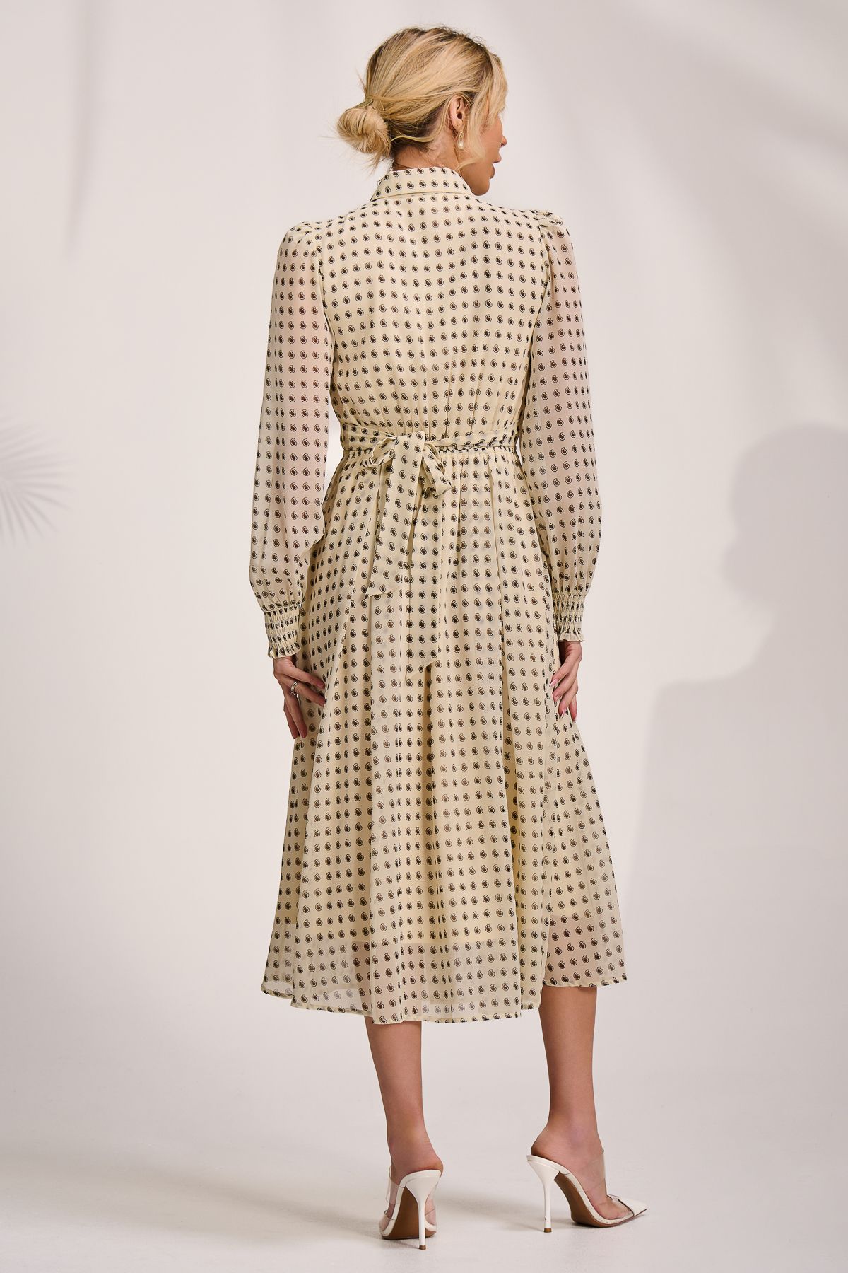 Jolie Moi Chiffon Print Ruffled Shirt Dress
