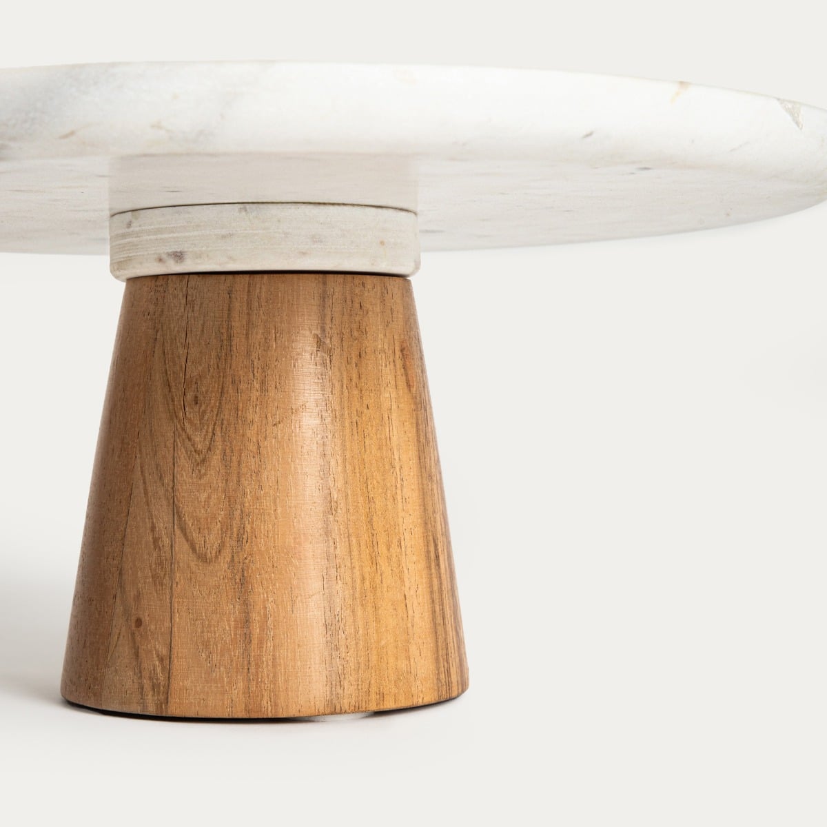 Patera MARBLE marmurowa na akacjowej nóżce 28x13 cm
