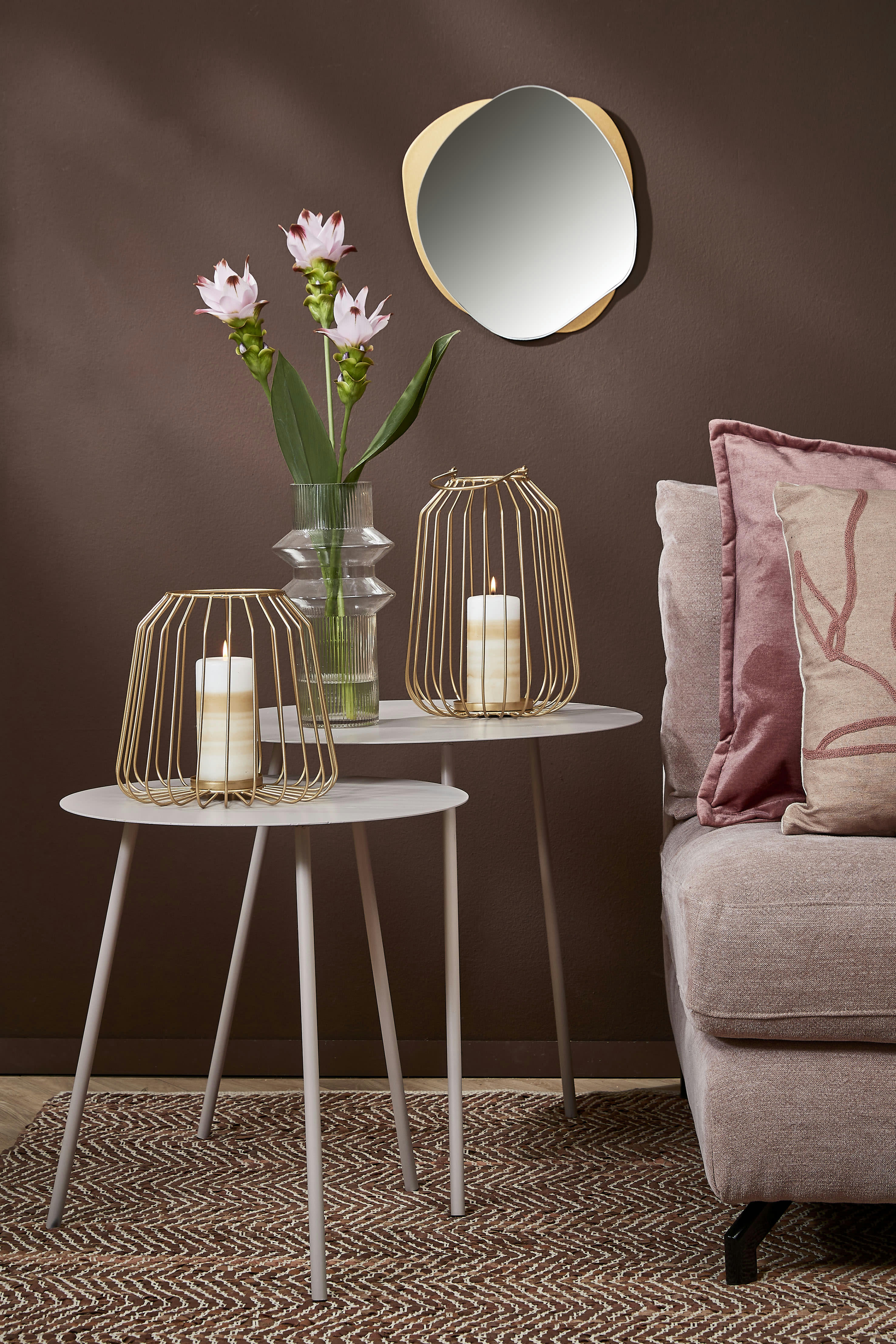 PONTUS - Lot de 2 tables gigognes en métal beige