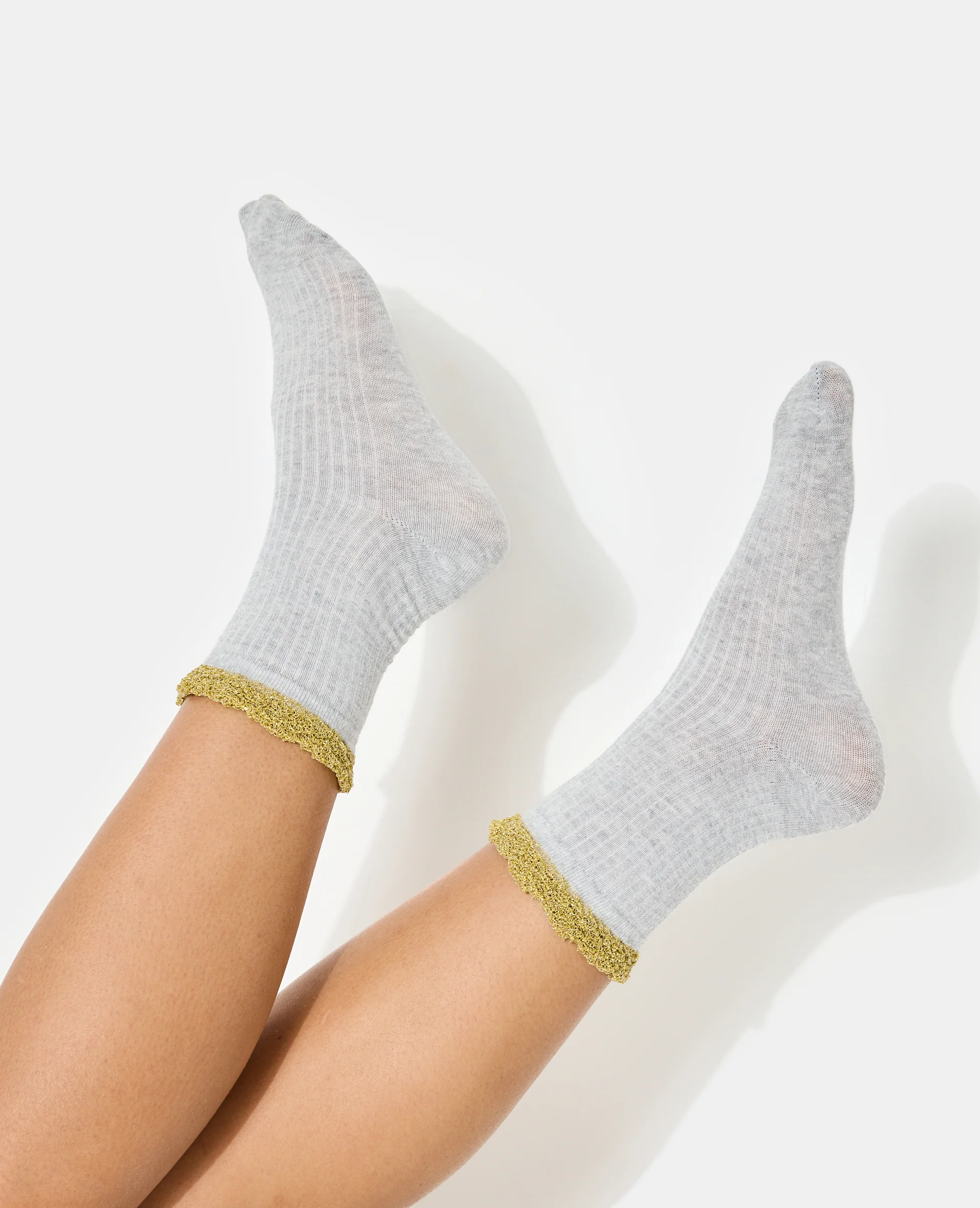 Lot de 2 paires de chaussettes avec volants lurex