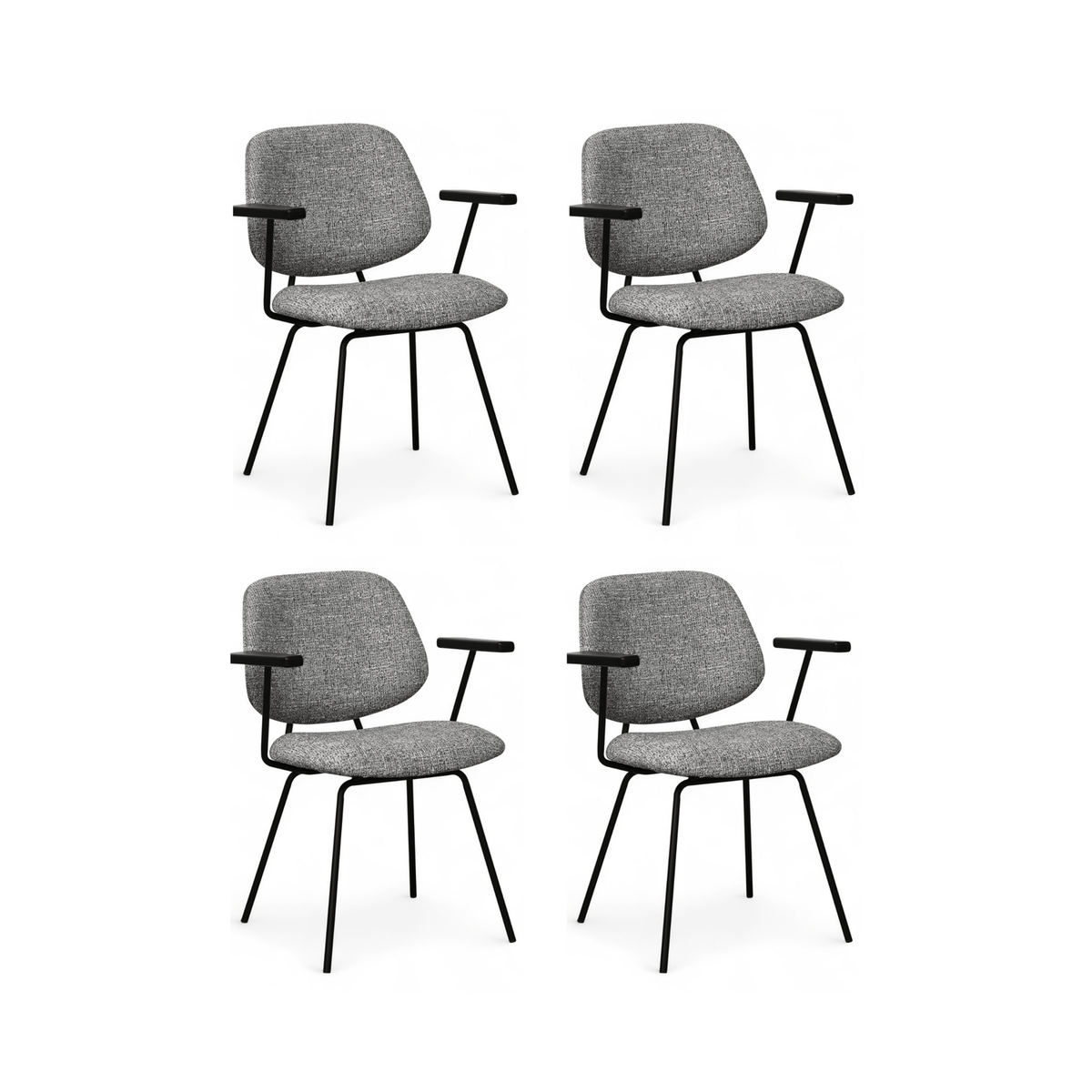 Furnhouse eetkamerstoelen armleuning Sofia - Grijs - Stof (Bouclé) - Set van 4