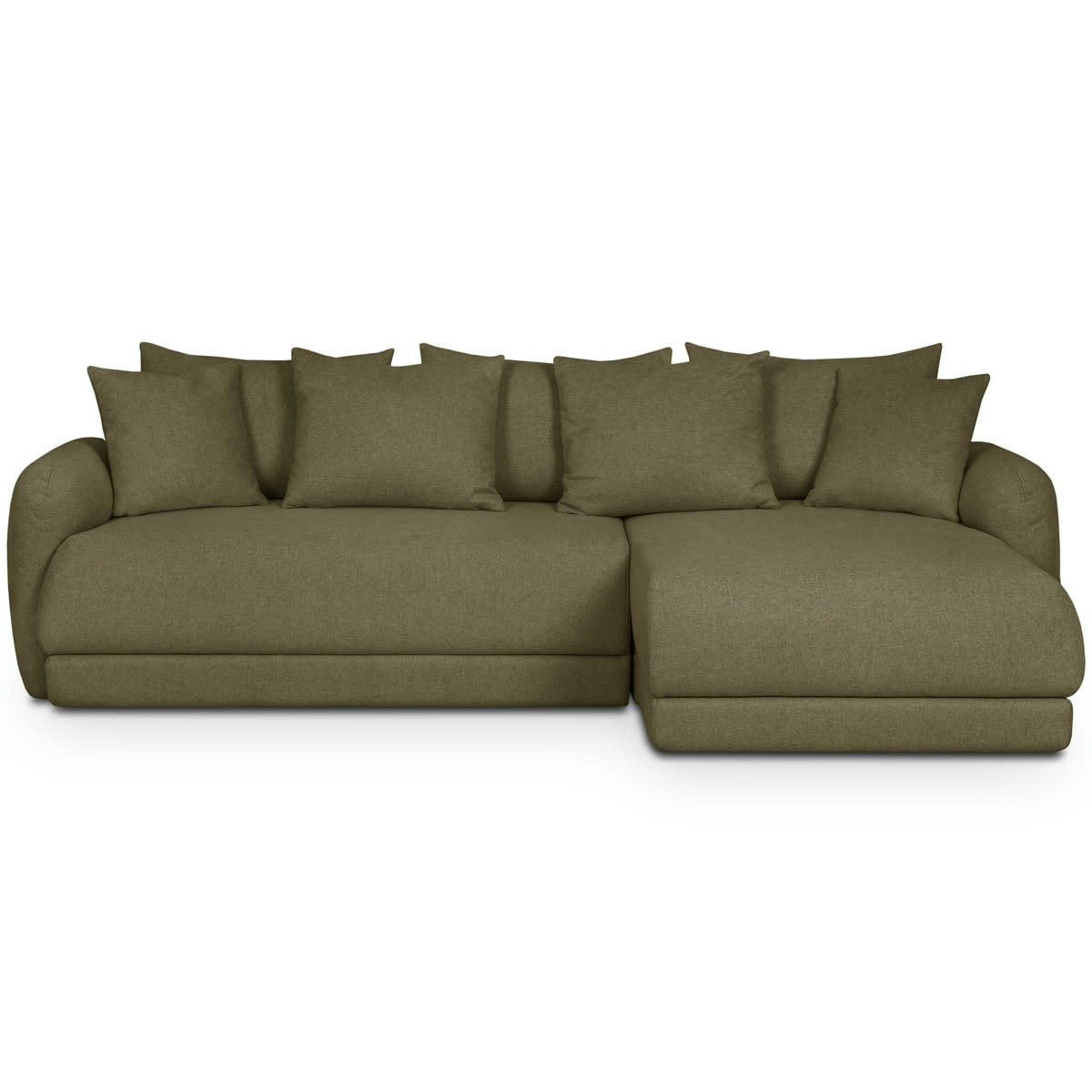 GIULIA - Canapé d'angle droit 5 places convertible + coffre, tissu vert olive