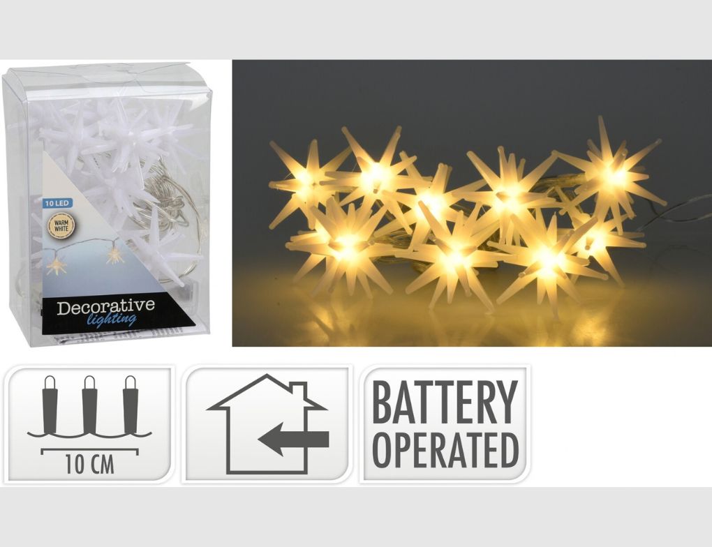 LED-Lichterkette 3D-Sterne 10 LEDs warmweiß 1,20m