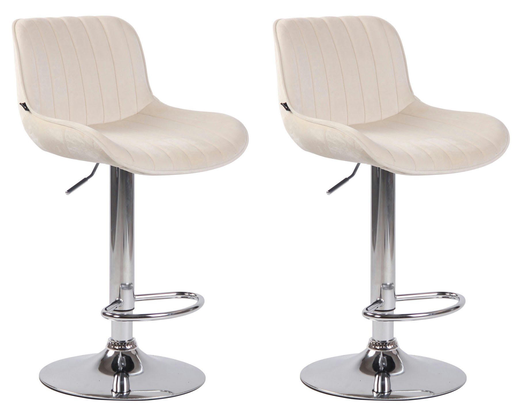 LENTINI - Lot de 2 tabourets de bar réglables en velours Crème