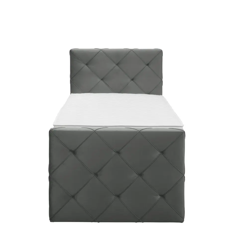 Boxspring met voetbord Liv geruit - grijs - 90x200 cm - slanke poot