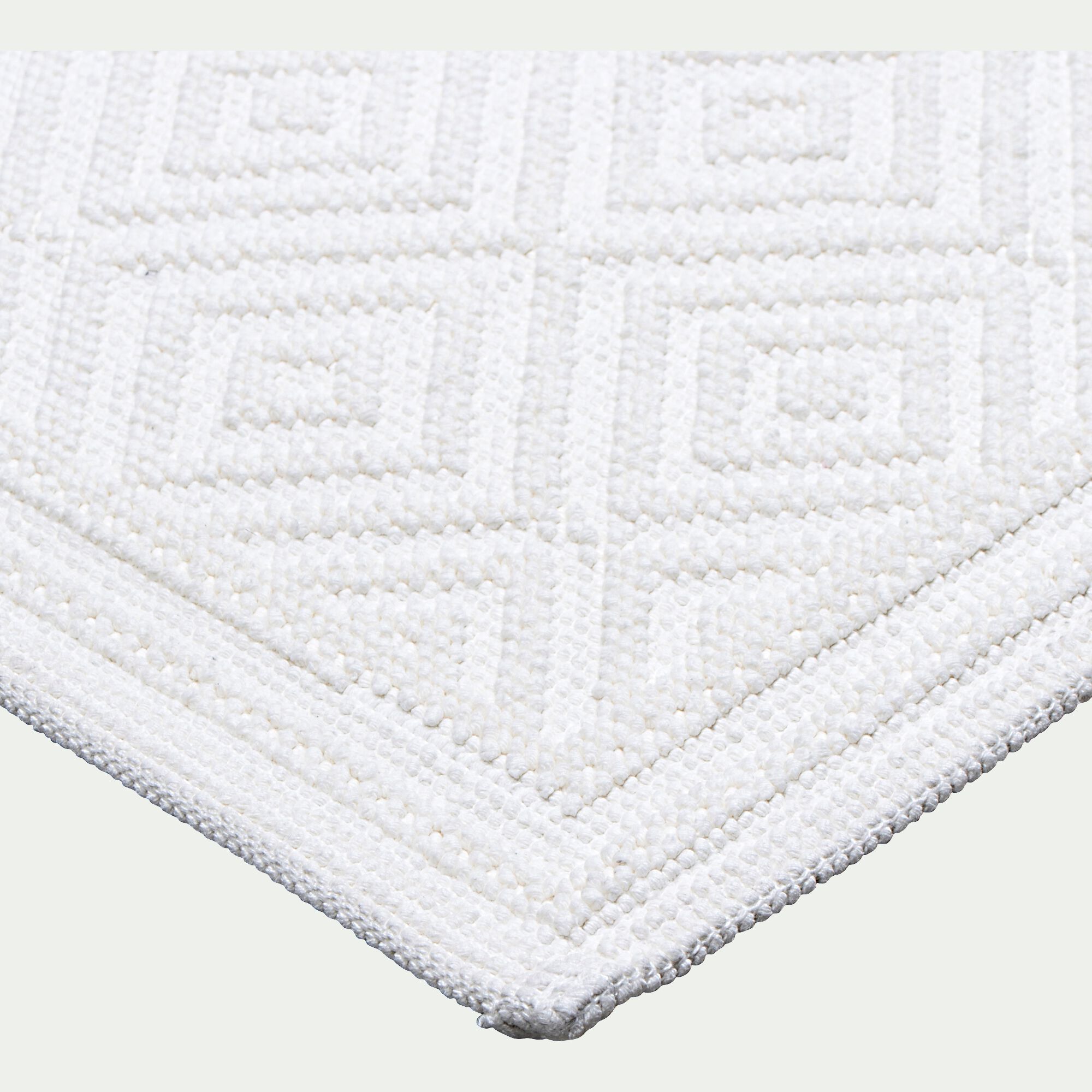 SADOU - Tapis de bain en coton jacquard - l50xL70cm blanc ventoux