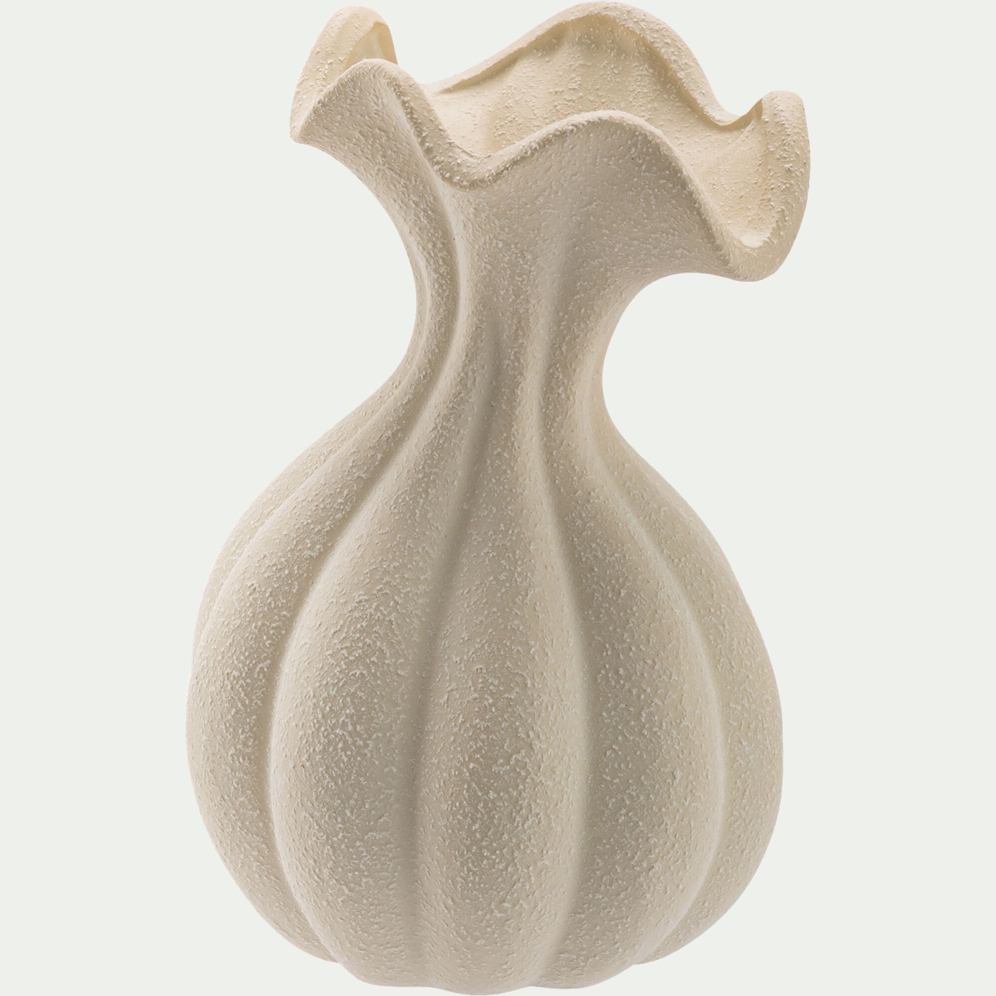 GARDANNE - Vase boule en grès H26,5cm - blanc